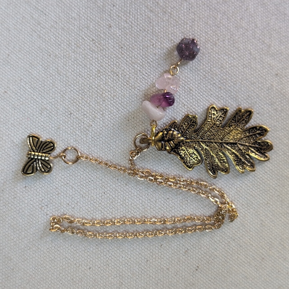 Handmade Rose Quartz & Fluorite Nature Lover Chain Bookmark